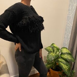 Jessica Simpson black fringe sweater
